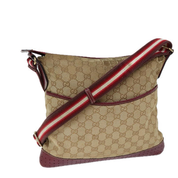 GUCCI GG Canvas Sherry Line Shoulder Bag Beige Red 145857 Auth 71790