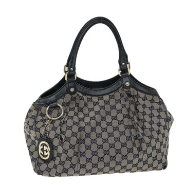 GUCCI GG Canvas Hand Bag Navy 211944 Auth 71797