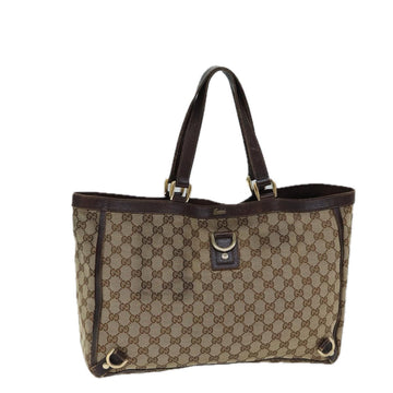 GUCCI GG Canvas Tote Bag Beige 141472 Auth 71800