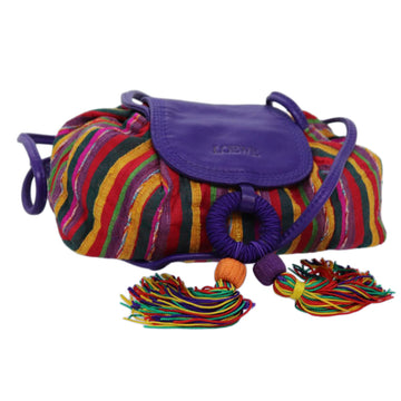 LOEWE Shoulder Bag cotton Multicolor Purple Auth 71875