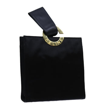 CELINE Hand Bag Silk Black Auth 71882