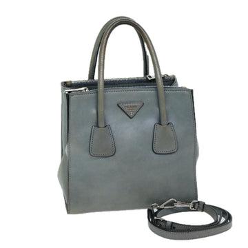 PRADA Hand Bag Leather 2way Gray Auth 72026