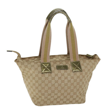 GUCCI GG Canvas Sherry Line Hand Bag Beige Pink gold 131230 Auth 72030