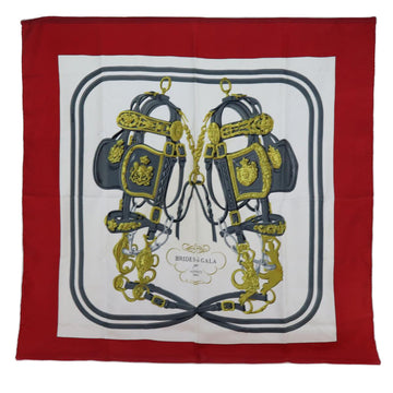 HERMES Carre 90 BEIDES de GALA Scarf Silk Red Auth 72053