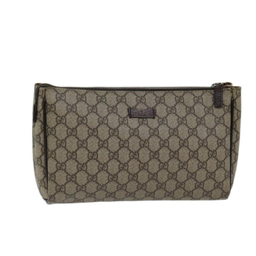 GUCCI GG Supreme Clutch Bag PVC Beige 130653 Auth 72091