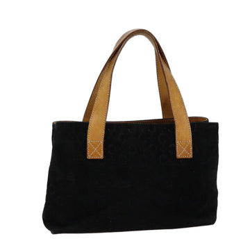 CELINE C Macadam Canvas Hand Bag Suede Black Auth 72094