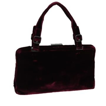 PRADA Hand Bag Velor Bordeaux Auth 72158