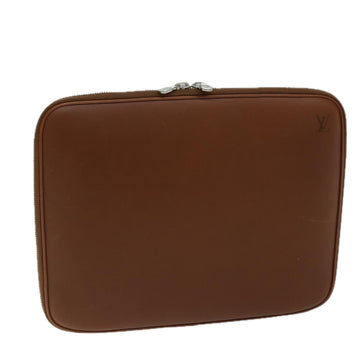 LOUIS VUITTON Computer Sleeve PC Case Leather Brown LV Auth 72161
