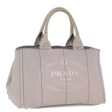 PRADA Canapa MM Hand Bag Canvas Gray Auth 72288