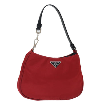 PRADA Pouch Hand Bag Nylon Red Black Auth 72315
