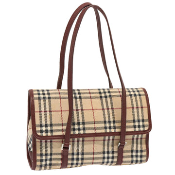 BURBERRY Nova Check Hand Bag Canvas Beige Auth 72404