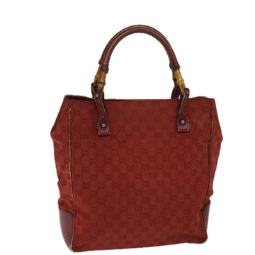 GUCCI GG Canvas Bamboo Tote Bag Red Auth 72414