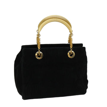 FENDI Hand Bag Suede Black Auth 72417