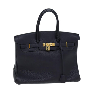 HERMES Birkin 35 Hand Bag Leather Navy Auth 72433S