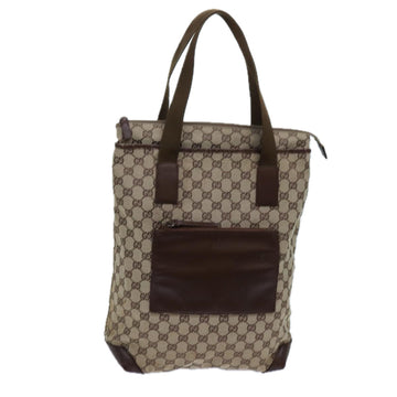 GUCCI GG Canvas Tote Bag Beige Brown Auth 72517