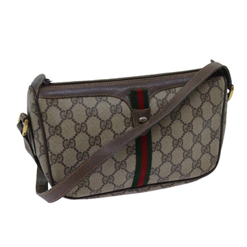 GUCCI GG Canvas Web Sherry Line Shoulder Bag PVC Beige Green Red Auth 72543