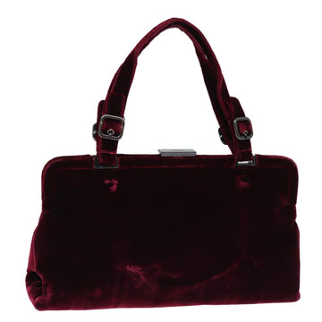 PRADA Hand Bag Velor Red Auth 72576