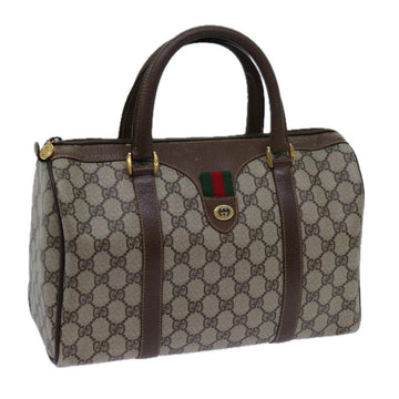 GUCCI GG Canvas Web Sherry Line Boston Bag PVC Beige Green Red Auth 72596