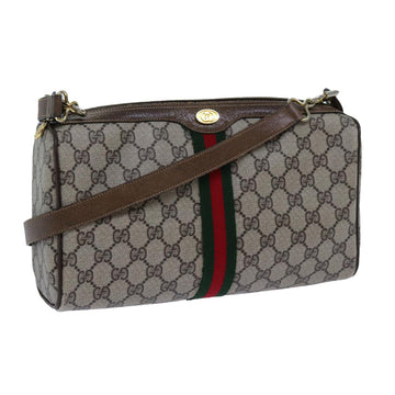 GUCCI GG Canvas Web Sherry Line Shoulder Bag PVC Beige Green Red Auth 72609