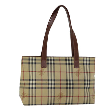 BURBERRY Nova Check Tote Bag PVC Beige Brown Auth 72636