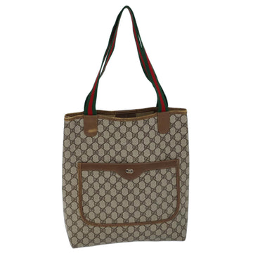 GUCCI GG Supreme Web Sherry Line Tote Bag PVC Beige Red 39 02 003 Auth 72637