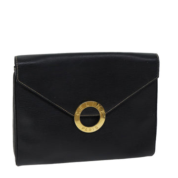 CELINE Circle Shoulder Bag Leather Black Auth 72649