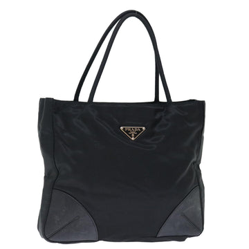 PRADA Hand Bag Nylon Black Auth 72674