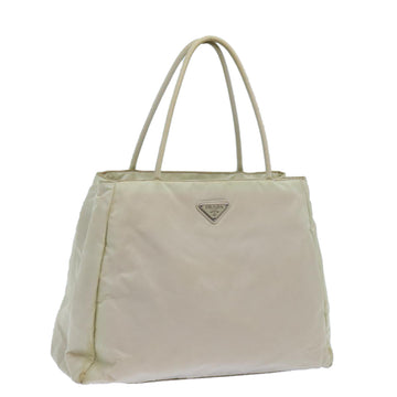 PRADA Hand Bag Nylon Beige Auth 72704