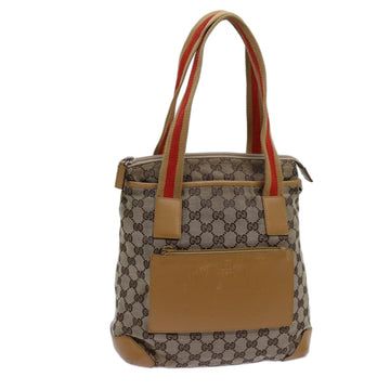 GUCCI GG Canvas Sherry Line Tote Bag Beige Red Brown 019 0402 Auth 72709