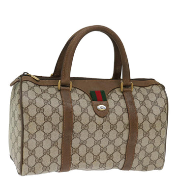 GUCCI GG Canvas Web Sherry Line Boston Bag PVC Beige Green Red Auth 72785