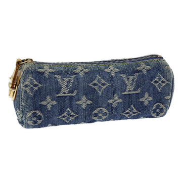 LOUIS VUITTON Monogram Denim Trousse Speedy GM Pouch Blue M95081 LV Auth 72909