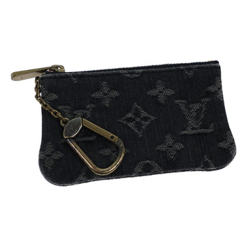 LOUIS VUITTON Monogram Denim Pochette Cles Coin Purse Black M95616 Auth 72919