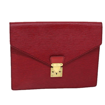 LOUIS VUITTON Epi Porte Documents Senatur Clutch Bag Red M54457 LV Auth 72943