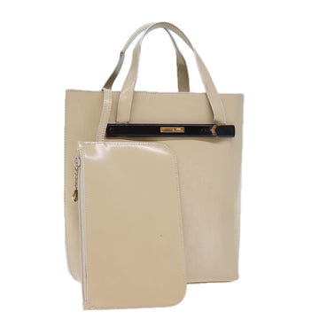 GUCCI Hand Bag Patent leather Beige Auth 72962