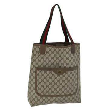 GUCCI GG Canvas Web Sherry Line Tote Bag PVC Beige Green 39 02 003 Auth 73111