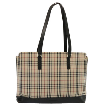 BURBERRY Nova Check Tote Bag Canvas Beige Auth 73161