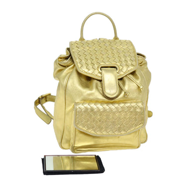 BOTTEGA VENETA INTRECCIATO Backpack Leather Gold Auth 73237