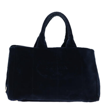 PRADA Canapa GM Hand Bag Velor Navy Auth 73340