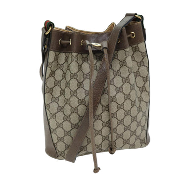 GUCCI GG Supreme Web Sherry Line Shoulder Bag PVC Beige 14 02 034 Auth 73361