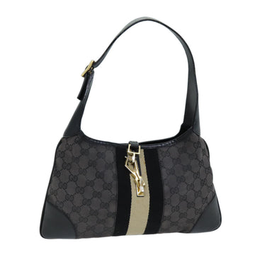 GUCCI GG Canvas Sherry Line Jackie Shoulder Bag Black White 001 4057 Auth 73366