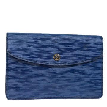 LOUIS VUITTON Epi Montaigne 23 Clutch Bag Blue M52665 LV Auth 73381