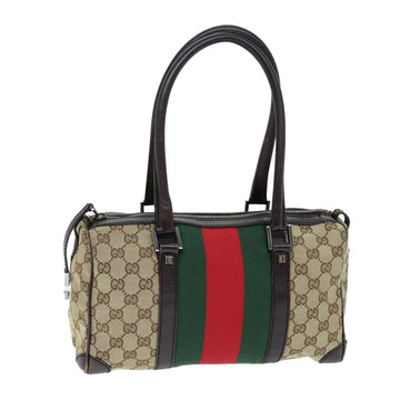 GUCCI GG Canvas Web Sherry Line Hand Bag Beige Red Green 30458 Auth 73608