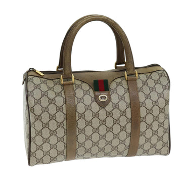 GUCCI GG Supreme Web Sherry Line Hand Bag Beige Red Green 116 02 007 Auth 73724