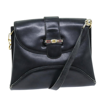 GUCCI Shoulder Bag Leather Black Auth 73737