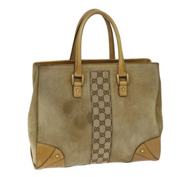 GUCCI Hand Bag Suede Beige 120897 Auth 73865