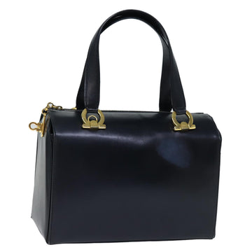 SALVATORE FERRAGAMO Gancini Hand Bag Leather Navy Auth 74030