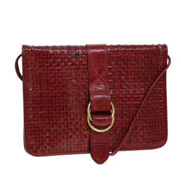 FENDI Shoulder Bag Leather Red Auth 74127