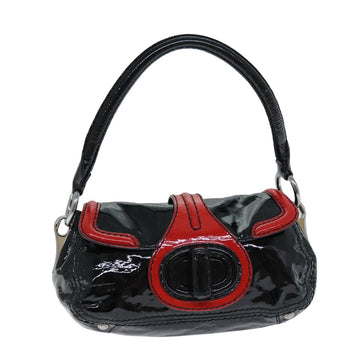 PRADA Shoulder Bag Patent leather Black Red Auth 74391