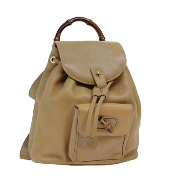 GUCCI Bamboo Backpack Leather Beige 003 2058 0030 Auth 74427