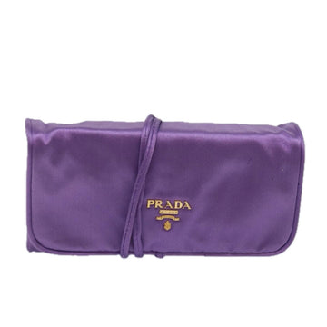 PRADA Jewelry Case Cosmetic Pouch Satin Purple Auth 74450